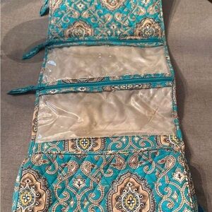 Vera Bradley Turquoise and Cream Cosmetic Case